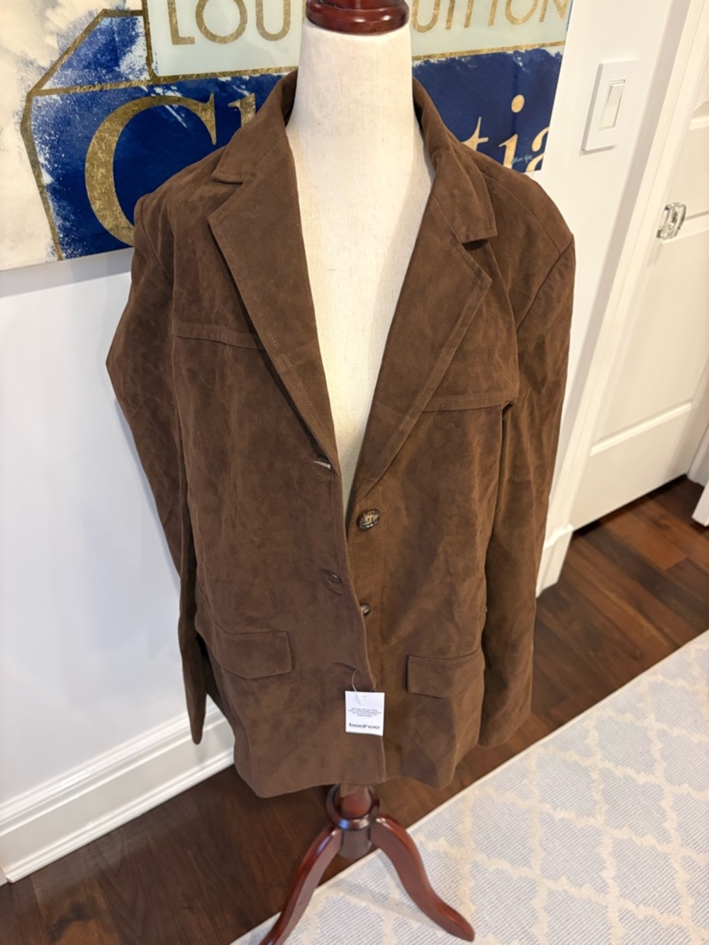 Boohoo Brown Suede Oversized Blazer Jacket - Picture 4 of 6